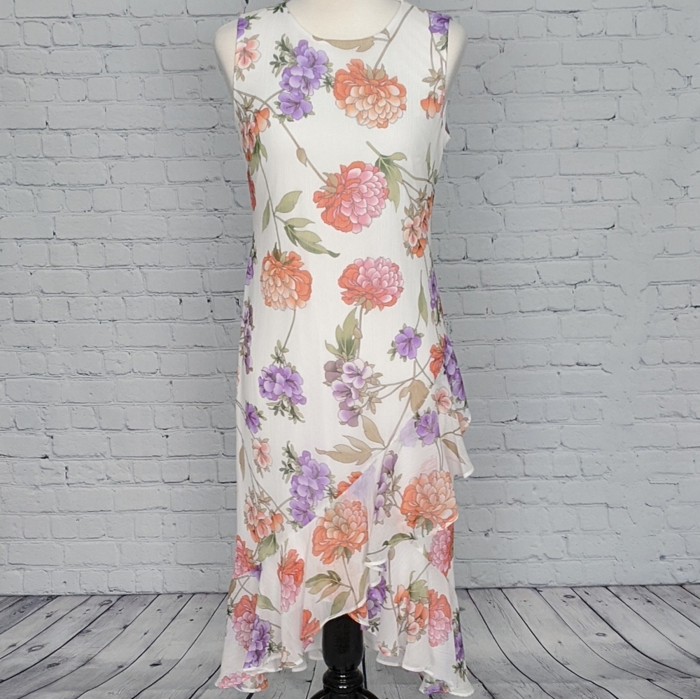 🆕 NWT Calvin Klein Chiffon Ruffle Midi Dress 4